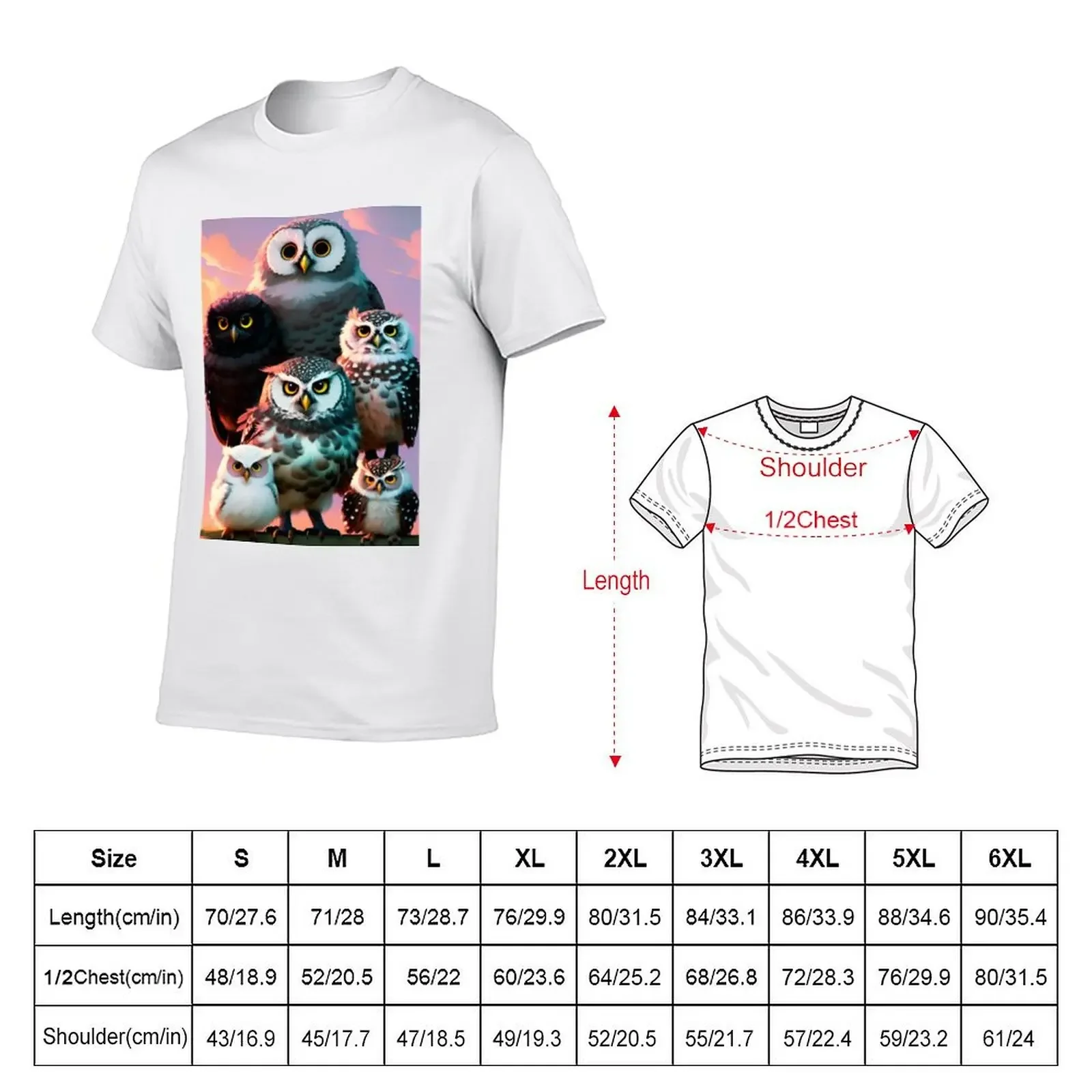 Famille de hiboux Couleur P20987 T-Shirt Funny t-shirt blanks men tshirt