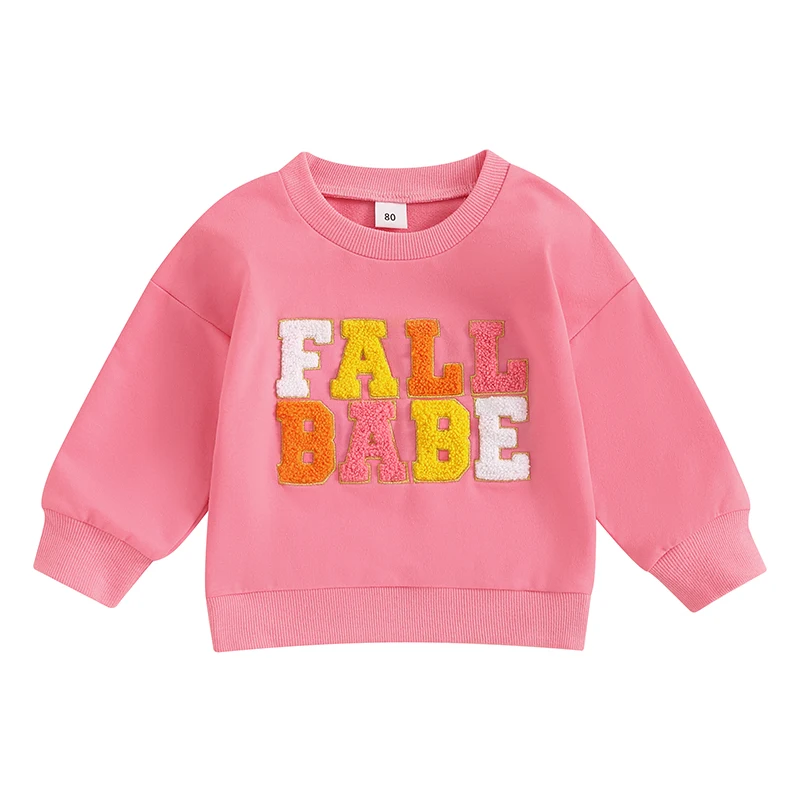 

Baby Hoodie Long Sleeve Crew Neck Sweatshirt Embroidery Letters Fall Clothes for Girls Boys