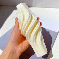 기하학적 파도 나선형 회전 콘 기둥 소용돌이 실리콘 금형 아이스크림 모양 홈 장식 아로마 테라피 양초 금형