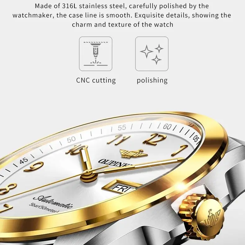 OUPNKE 3228 Men Watch Luxury Imported Movement Men's Mechanical Watch Brand Tungsten Steel Sapphire Mirror Waterproof Men Watch