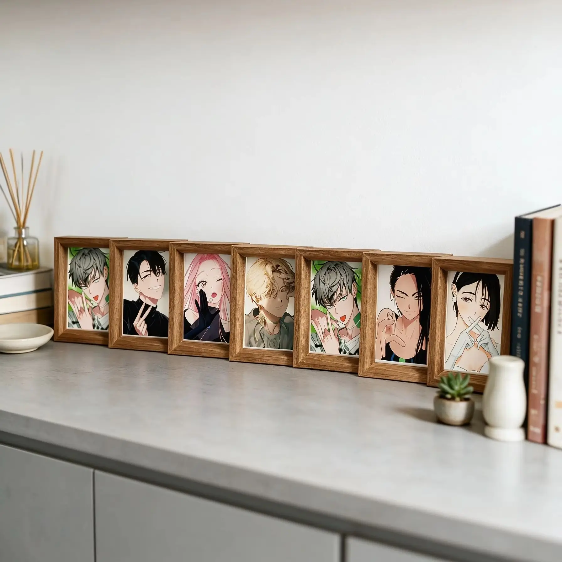 1PCS Wooden Anime Character Photo Frame INS Style Desktop Decora Photo Frame Home Decora Anime Enthusiasts Collect Gifts ﻿