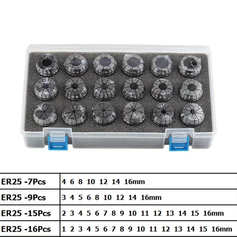 ZHDE ER25 Spring Clamps 9PCS MT2 ER25 M12 1PCS ER25 Wrench 1PCS Collet Chuck Morse Holder Cone For CNC Milling Lathe tool