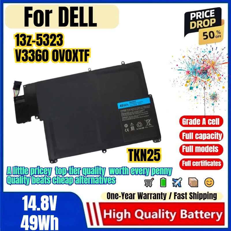 TKN25 for DELL 13z-5323 V3360 0V0XTF Laptop Battery 0 Cycle High Quality High Capacity Battery Replacement Bateria Grade A Cell