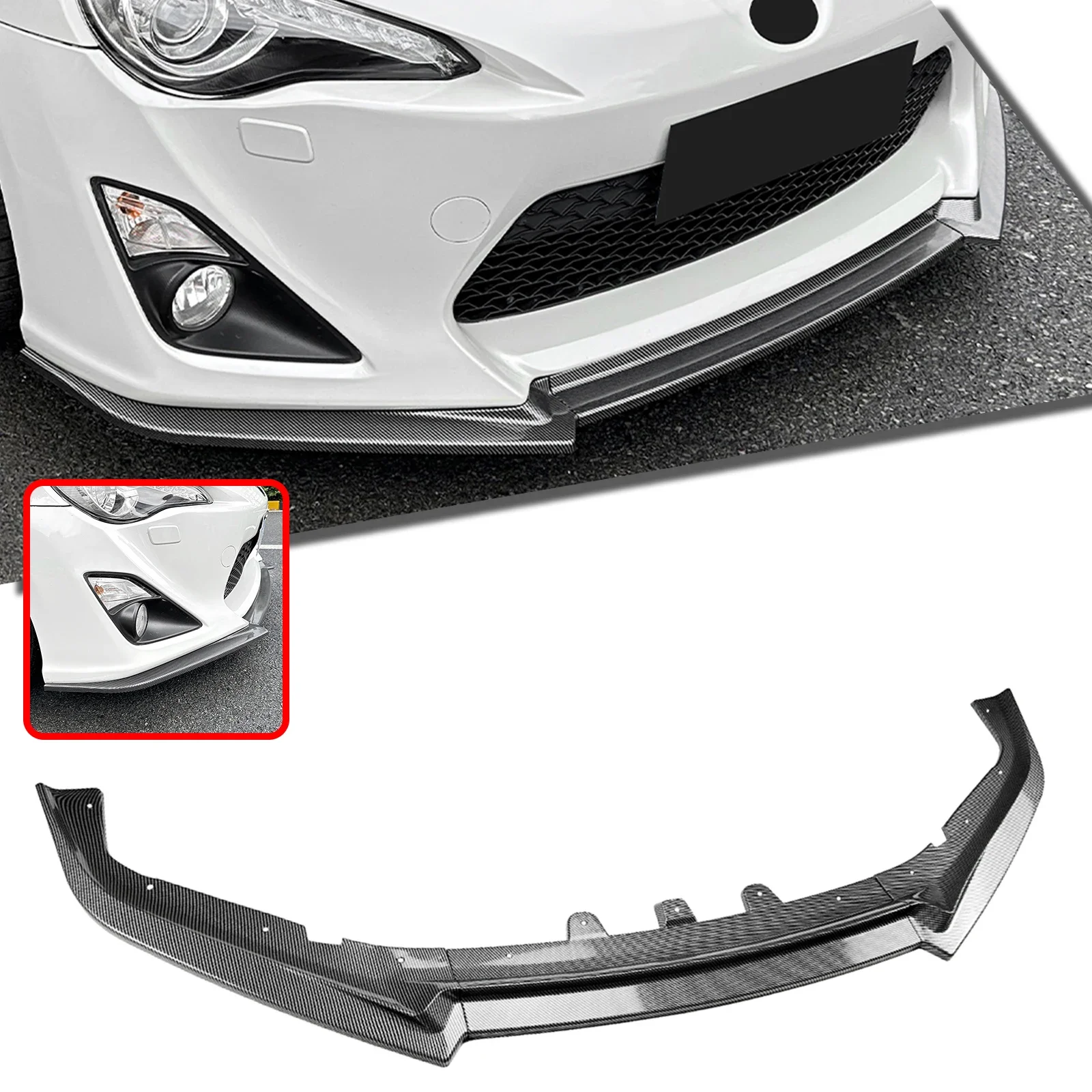 Front Bumper Spoiler Lip For Toyota GT 86 GT86 FT86 Scion FR-S 2012-2016 Coupe 2-Door Lower Splitter Body Protector Kit Bla