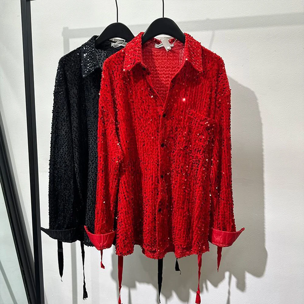 

Мужская рубашка с длинным рукавом «Звездное небо» на весну-осень, в американском ретро-стиле, модная, трендовая, свободная, повседневная, нишевая, для мужчин