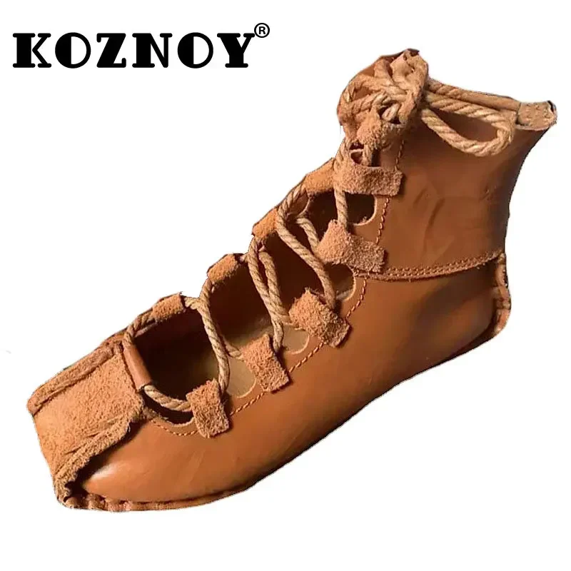 Koznoy Women Moccasins 2cm Natural Genuine Leather Designer Summer Soft Flats Loafers Comfy Ladies Females Retro Fashion Shoes