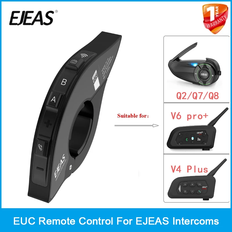 EJEAS EUC Handle Remote Control Bluetooth5.1 For Type-C EJEAS V6 pro+/V4 Plus/V7/Q2/Q7/Q8/X10/MS20 Motorcycle Helmet Intercom