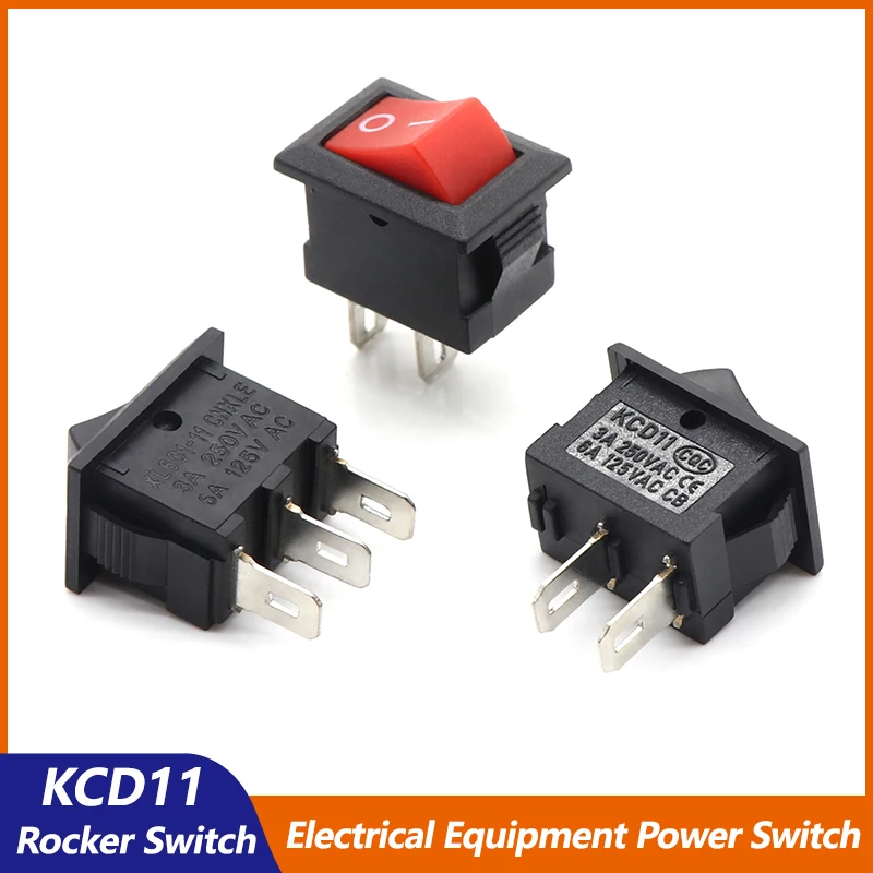 

2 - 50pcs KCD11 Rocker Switch 10mm x 15mm Push Button Switch ON-OFF/ON-OFF-ON 2 Pins/3 Pins 3A 250VAC/6A 125VAC Power Switches