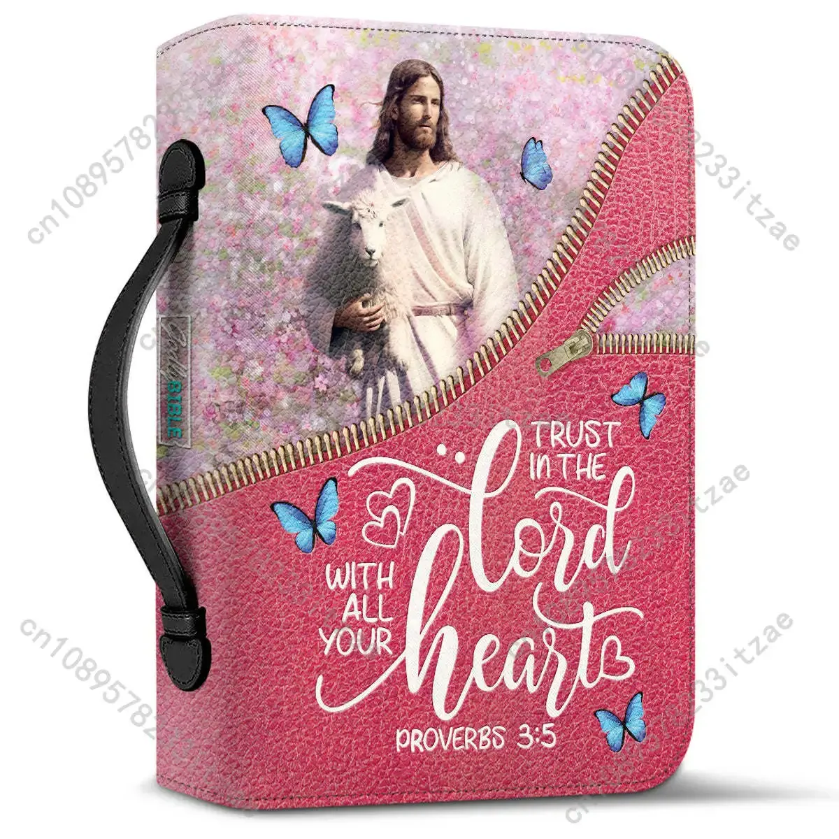 Bible Bags Trust In The Lord With All You Heart Print Ladies Storage Christian Bible Cover Case for Women Personalized Handbags