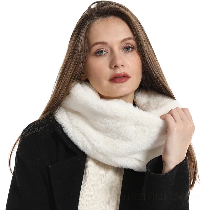 Unisex Plush Ring Fur Neck Scarf, Monocromático, Quente, Grosso, Ao ar livre, Caminhadas, Ciclismo, Snood, Mulheres, Crianças, Moda, Inverno, 2023