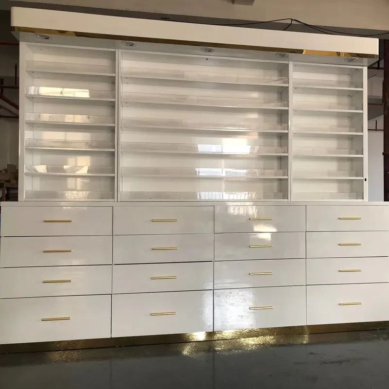 Wall Mounted Nail Art Practice Rack Salon Color Bar Display Cabinet for Cosmetics and Hair Shop Business Design