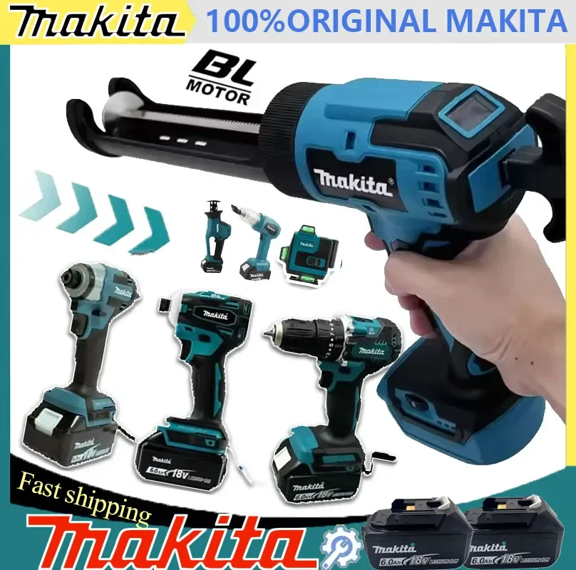 

Различные модели портативных аккумуляторных электроинструментов Makita: ударный шуруповерт, аккумуляторная отвертка, электрическая сабельная пила