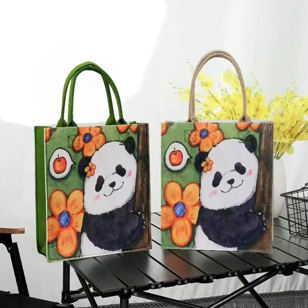 

Cartton Panda Flower Handbag Fashion Multicolor Thicken Tote Bag Felt Shopping Shoulder Bag Work