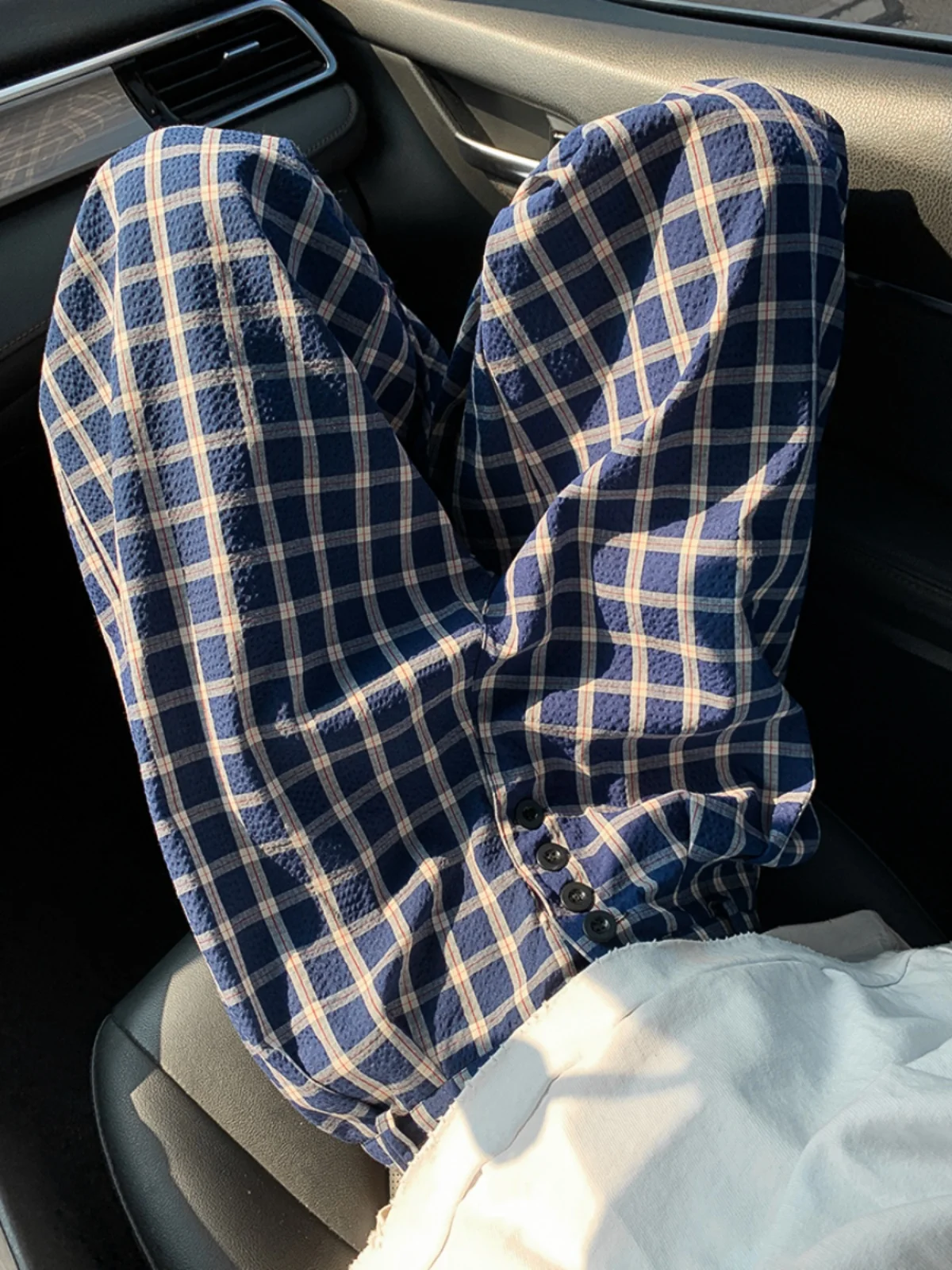 

Retro Blue Plaid Men's Casual Pants Spring Autumn Korean Sle Lazy Straight Loose Wide Leg Long Trousers Comfortable Fit