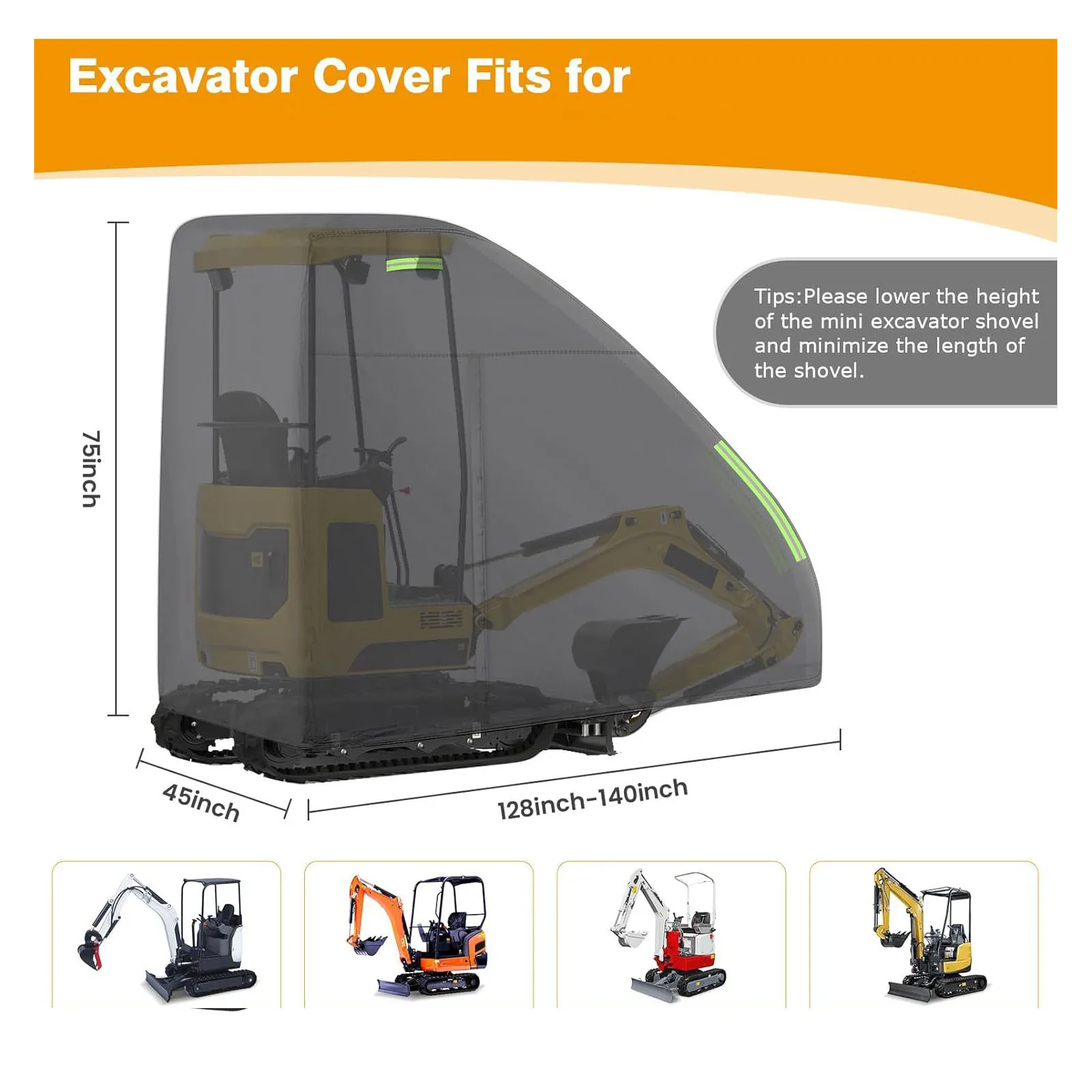 420D Oxford Fabric Mini Excavator Cover Fit for Bobcat E32 E20 E10 Water Proof Excavator Protective Cover