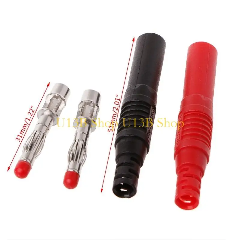 U13B 10 Pcs Straight Insulated Safety 4mm Male Banana Plug Wire Solder DIY Connectors