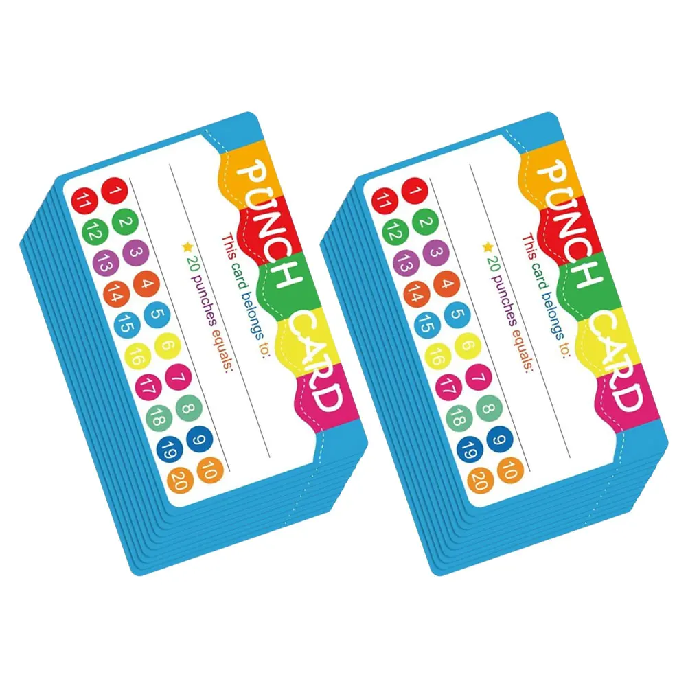 50 Pcs Reward Punch Cards for Kids Creative Classroom Cartoon Encouraging Paper Loyalty Cards Multi Functional Use