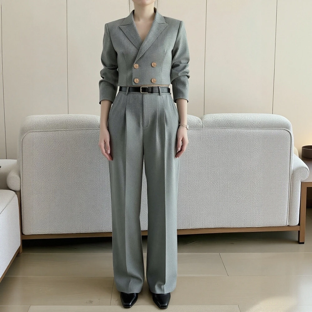عارضة تناسب البدلة السراويل الخريف الشتاء أزياء المرأة فرقة السراويل الطويلة مجموعة نمط مريح لا الديكور