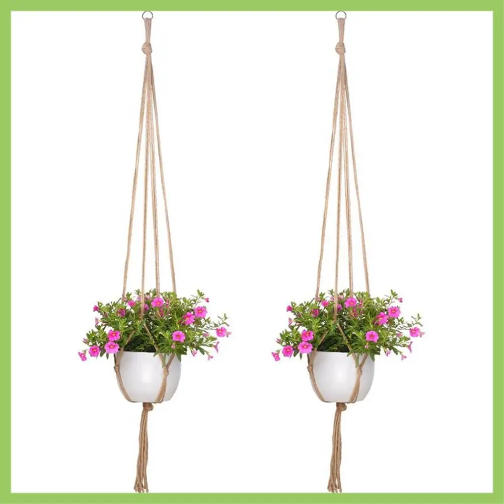 

4PCS Jute Rope Plant Holders Plant Flower Pot Hangers Hanging Decor Knotted Lifting Rope Home Garden Supplies