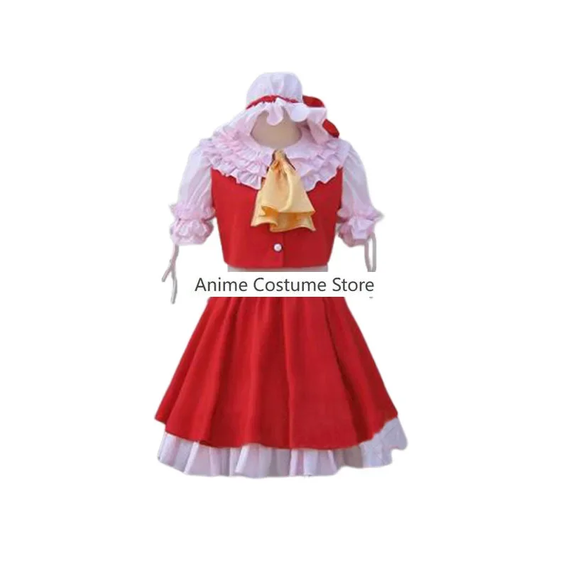 Touhou Project Flandre planchers let Cosplay Costume pour femme, jeu d'anime, perruque, jupe de princesse rouge, Lolita, Sexy, Kawaii, fête d'anniversaire, trempé