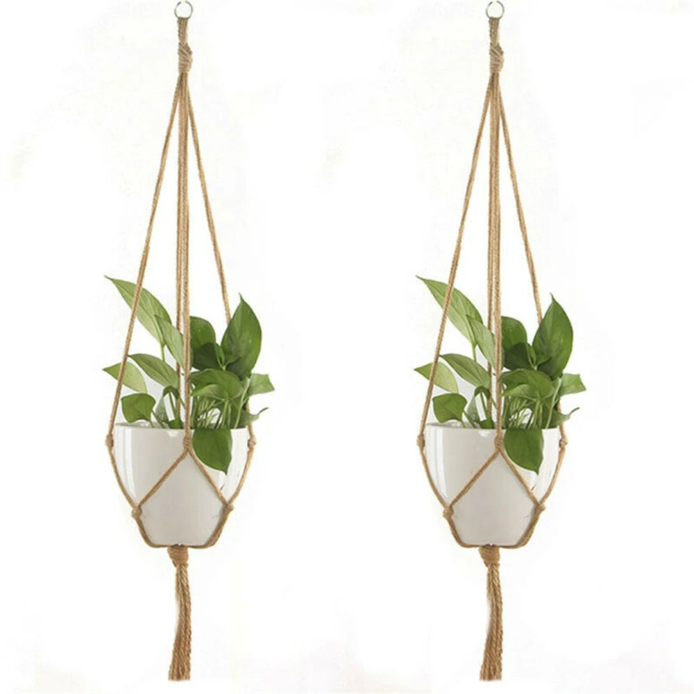 6x Macrame Handmade Plant Hanger Baskets-Holder Balcony Hanging Decoration Vintage Flower Pot Holder Rope Home Garden Supplies