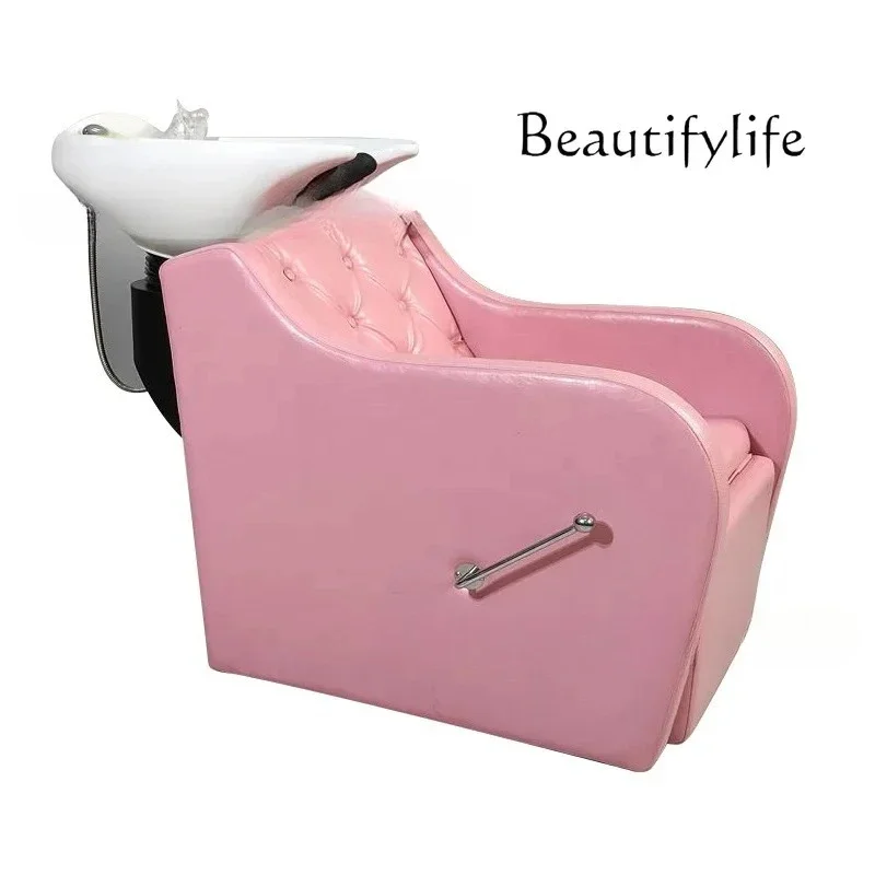 

yj21 Barber shop seated semi-lying flush bed small shampoo bed special for hair salon, enlarged and deepened ceramic basin