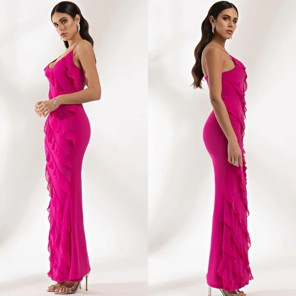 

Customized Mermaid Charming Chiffon Evening Dresses Exquisite Sleeveless Homecoming Dresses Luxury Special Occasion Gowns