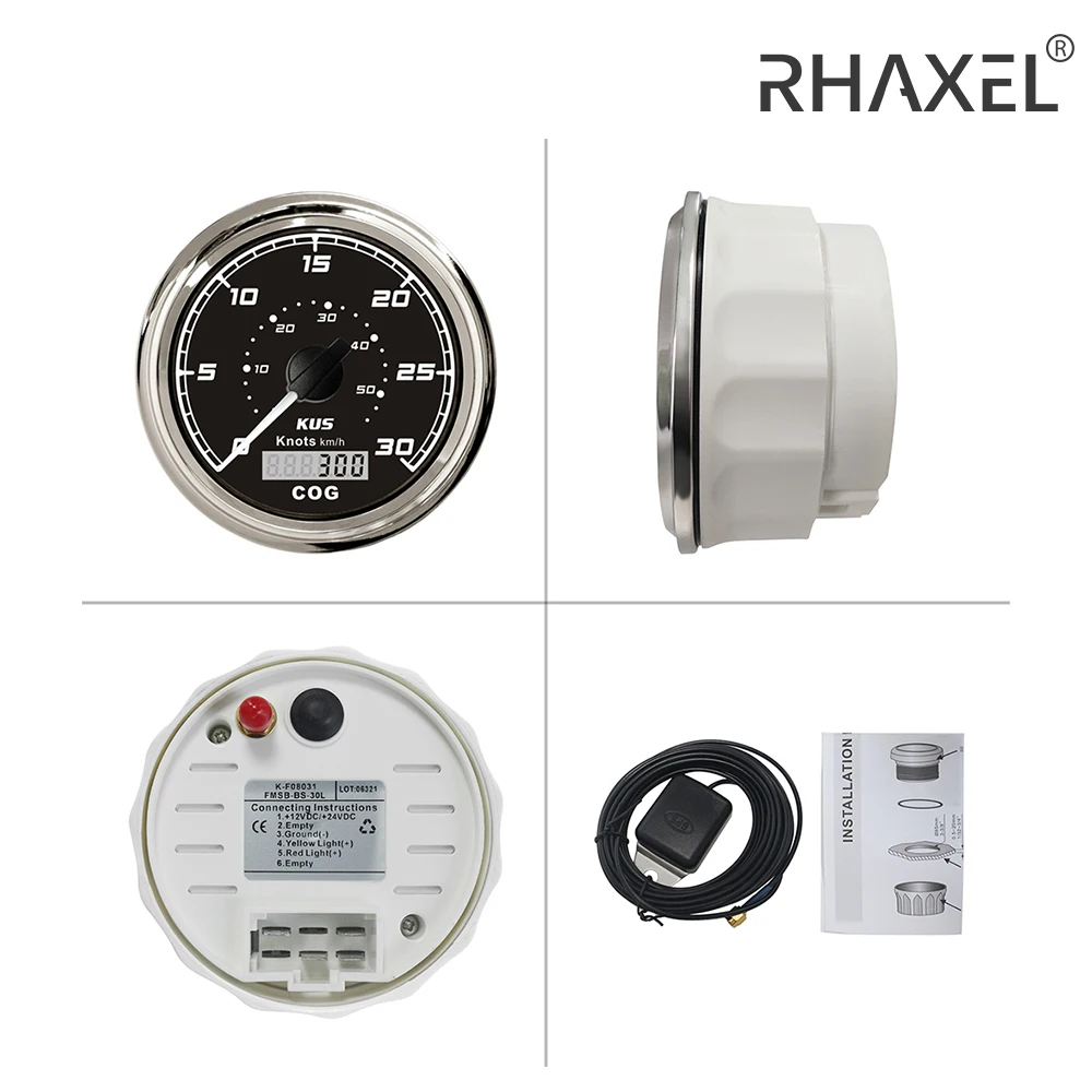 

KUS Waterproof Marine 85mm GPS Speedometer 0-30Knots 0-60knots with Red Yellow Backlight for Boat Vessels Universal 12V 24V