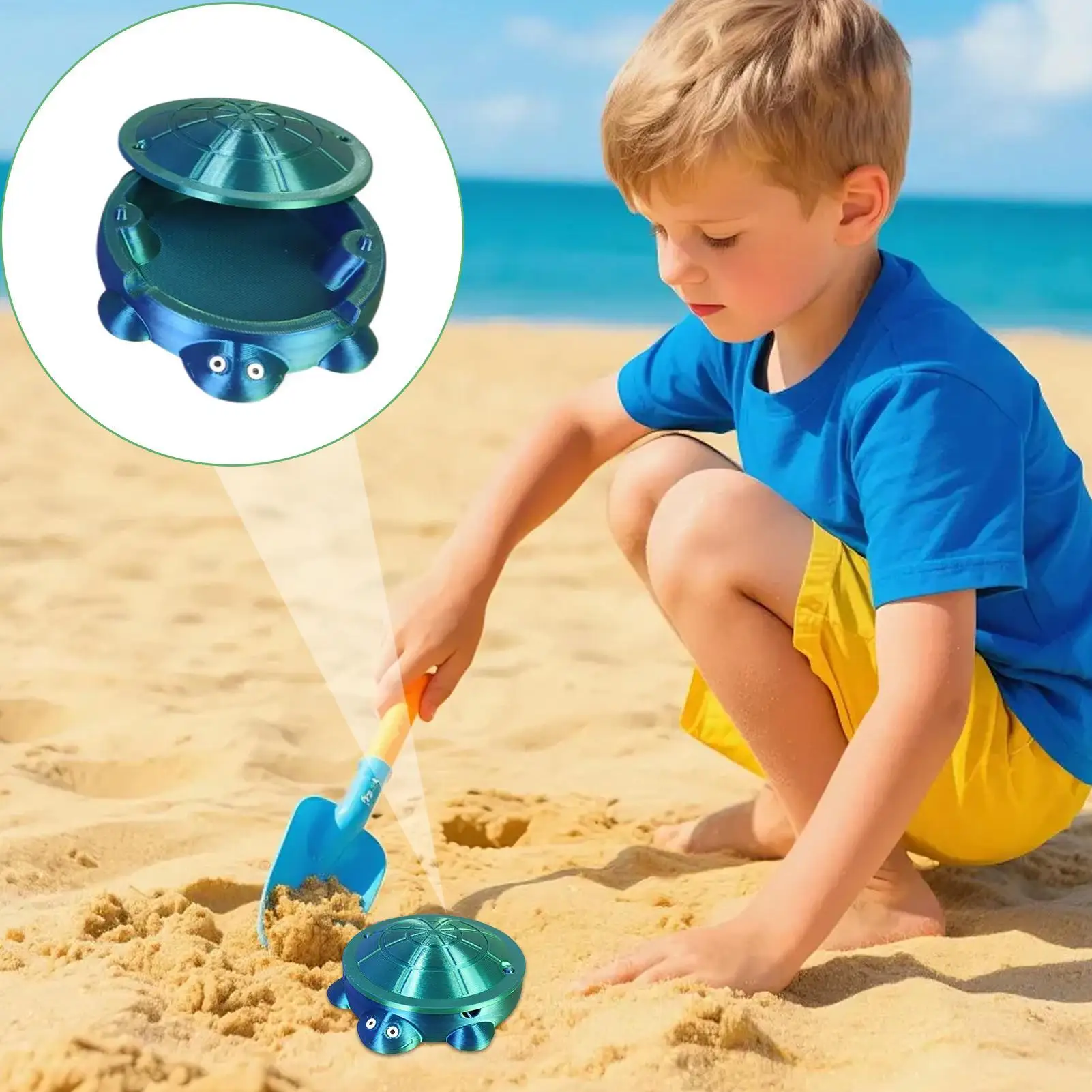 ถาดทรายเต่าจิ๋วแบบพกพา ของเล่นเสริมพัฒนาการ ถาดศิลปะ ถาดทรายเต่าจิ๋วพร้อมฝาปิด สำหรับเด็กเล็ก เล่นในสวน ชายหาด กลางแจ้ง ในร่ม