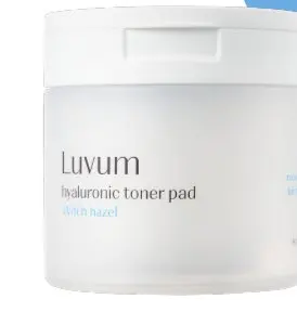 

Luvum Witch Hazel & Hyaluronic Acid Toner Pads, 60 Pads. Original Skin Care for Women/Men, Beauty Care.