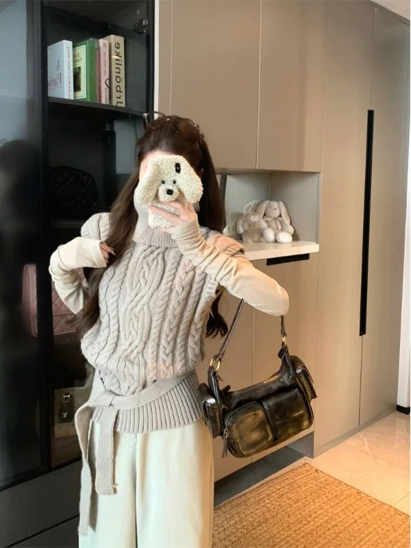 

Женский зимний свитер-водолазка из высококачественной трикотажной ткани с узором «косичка»