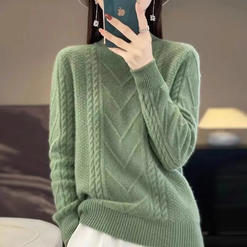 

Women's Sweater Female Clothing Pullover Sweater Solid Color Long Sleeve Basic Tops 2025 Autumn Long Sleeve Knitted Sweater