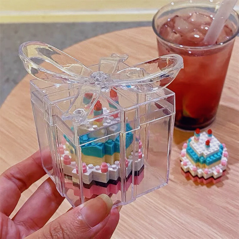 Mini Cake Gift Box Building Blocks Set Miniature Dessert Bricks Gift Set 3D Diy Assemble Table Decor Romantic Gift for Girls