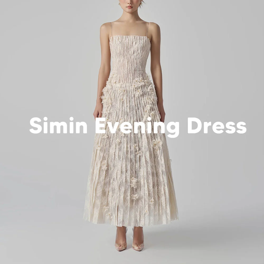 

Simin Women's Customized Lace Pleats A Line Evening Dresses 3D Flowers With Sleeveless Ankle-Length Formal Elegant Dresses 2025