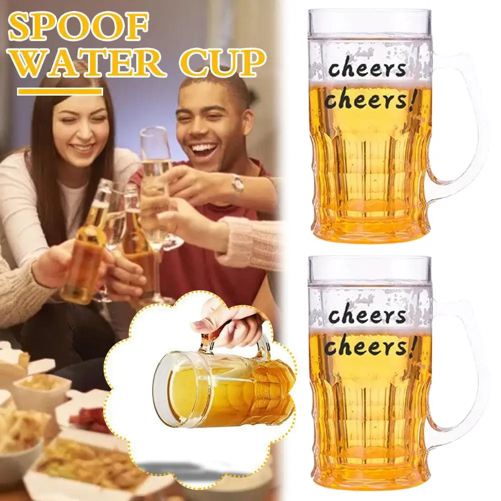 Realistic 400ml Double-Layered Beer Mug Prank Novelty Fake Beer Glasses Home Decor Creative Cool Transparent Beer Mugs