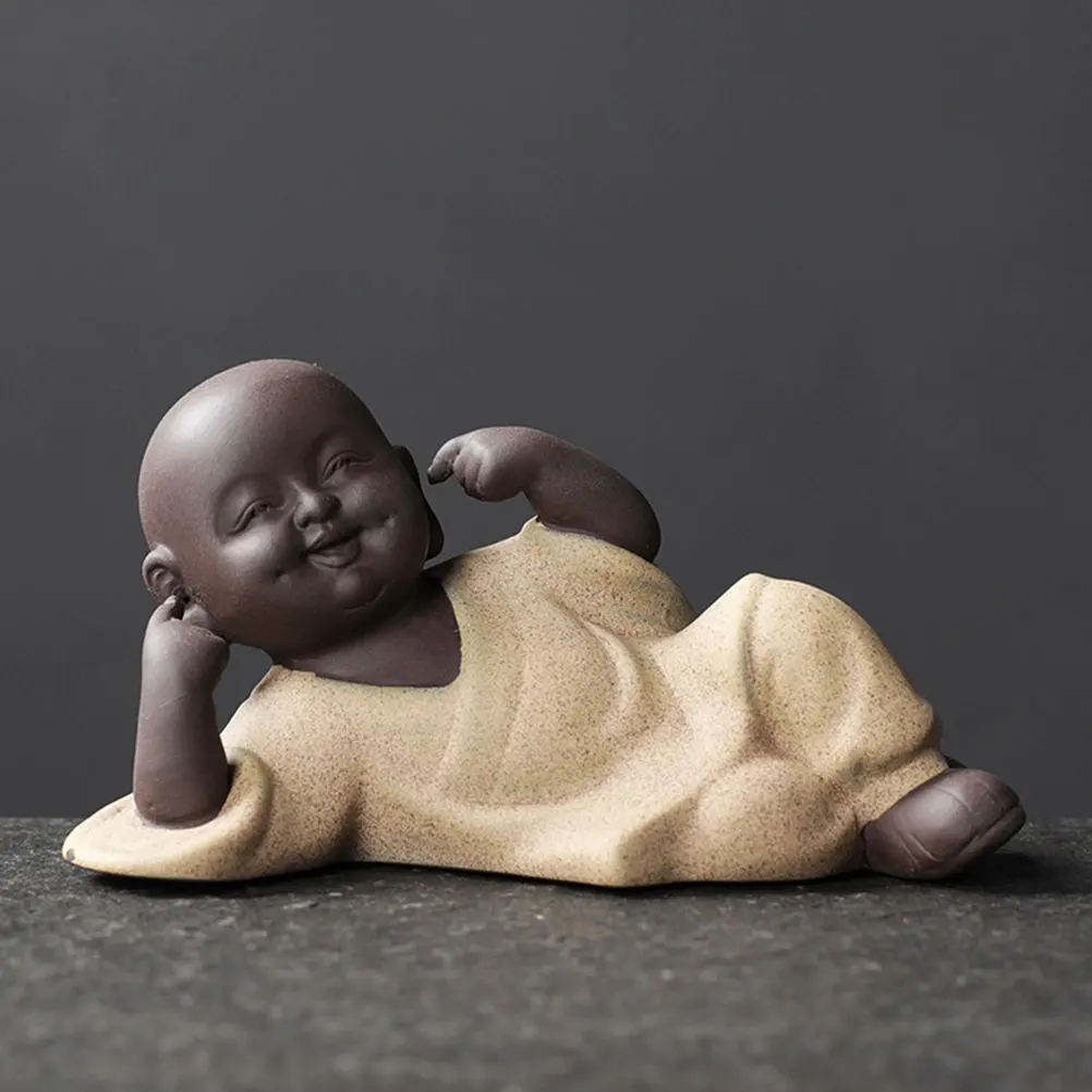 

Tea Pet Desktop Decor Small Monk Statue Fine Polished Smooth Surface for Tea Tray Bedroom Hotel Living Room Chic Unique Modeling