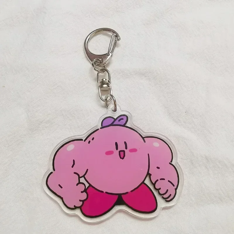 Kirby porte-clés drôle Muscle Man Anime musculation porte-clés sac décoration créative petites breloques dessin animé pendentif bibelot cadeaux