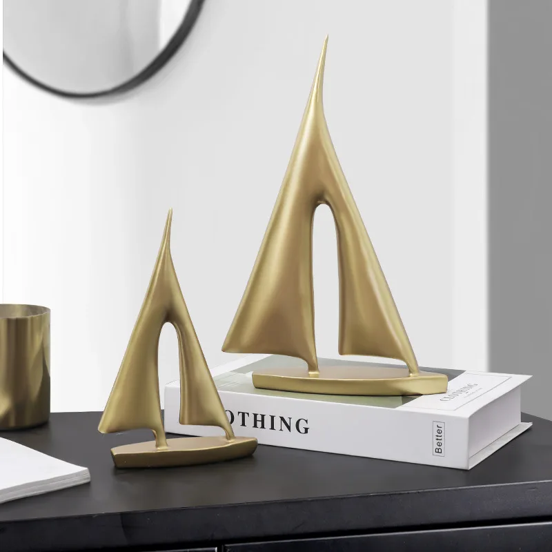 Nordic Office Desk Crafts Decoration Para żaglowców Model Statuetki Żaglówka Rzeźba Dom Salon Biurko Dekoracja Prezent