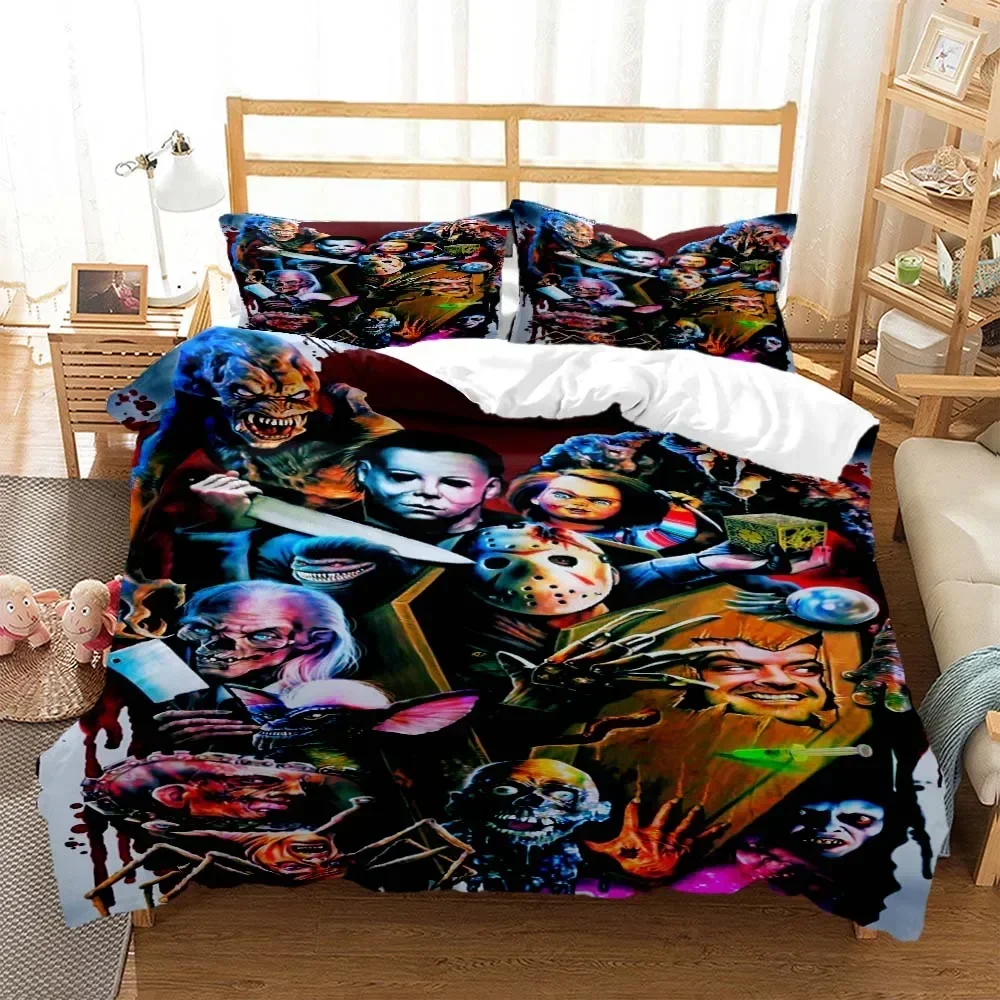 Halloween horror movie clown Comfortable Duvet Quilt Cover Pillowcase Bedding Set Children Bedroom Decoration Home Textile