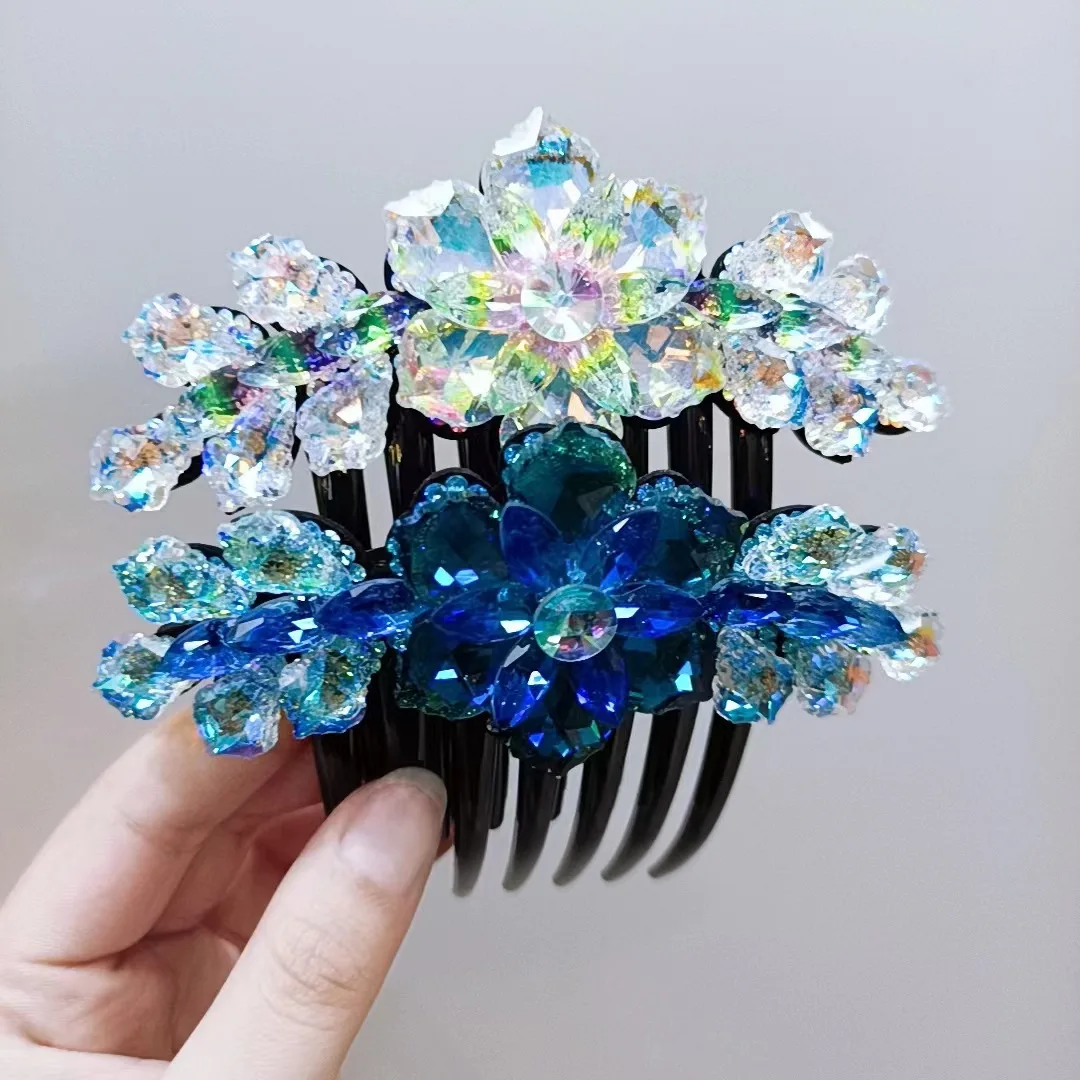 Antique hairpin headdress flower super seven tooth fairy crystal hanfu hairpin deserve step ms original design