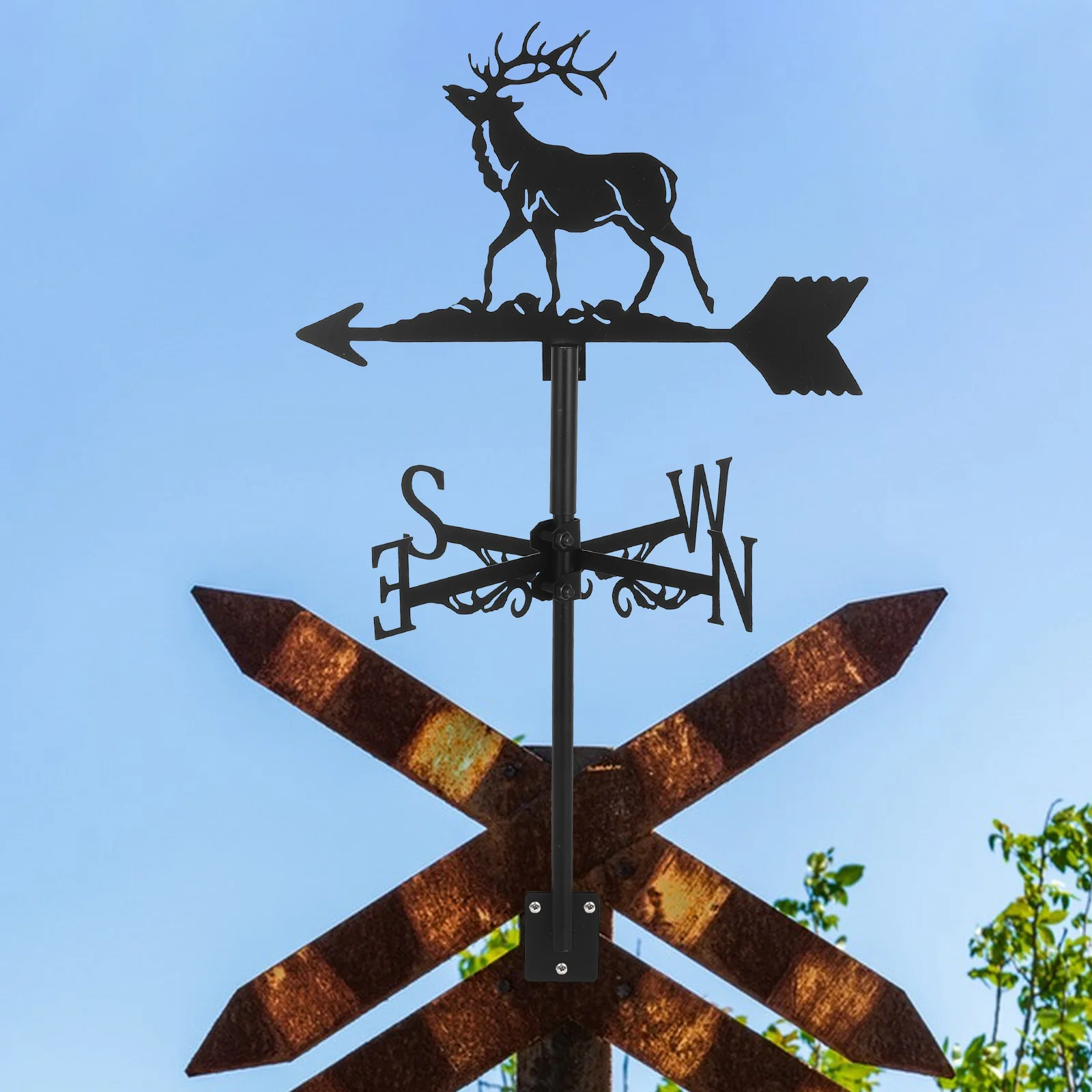 

Christmas Elk Iron Wind Direction Indicator Garden Yard Decor Outdoor Weather Vane Weathervan Decor Metal Vane