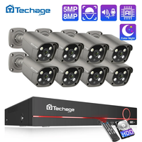 Techage H.265 8CH POE NVR 4K 1080P с 8-канальной 5-мегапиксельной камерой безопасности с двухсторонней аудиосвязью, обнаружением