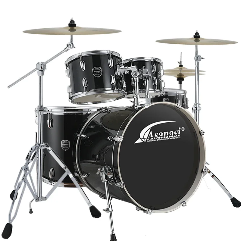 Professional Jazz Drums 5 Drum 3 4 Cymbal Set R70/80 Copper Alloy Cymbals Remo Drum Skins Free Double Stool Non-Slip Pad