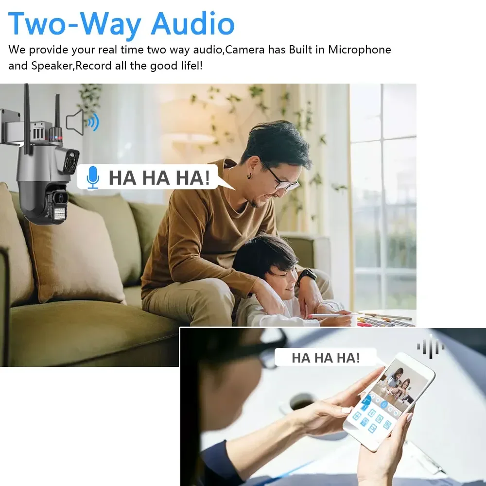 8MP 4K PTZ IP Camera Dual-Lens Human Detect CCTV Camera 4MP Smart Home Outdoor Wifi Surveillance Protection Camera ICSEE APP