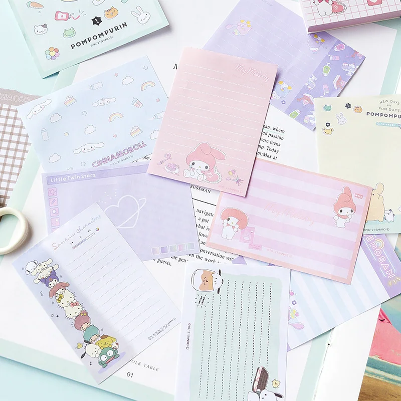 Imagem -03 - Sanrio Melody Kitty Cinnamoroll Memo Pad Sticky Notes Etiqueta de Papelaria Notepad Planner Sticker Post Material Escolar 24 Pcs por Lote