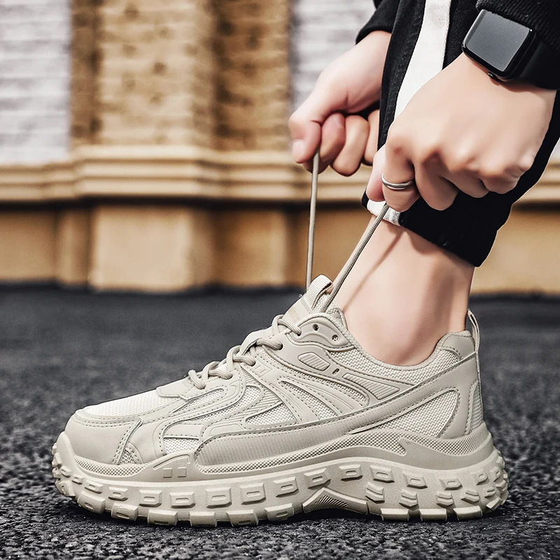 أحذية رجالية كاجوال شبكية جديدة قابلة للتنفس، نعل سميك مع نعل مطاطي مرتفع لأحذية الجري الرياضية #4