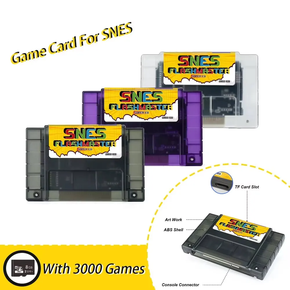 Игровая карта 3000 в 1 для Super Nintendo Everdrive с TF-картой 8 ГБ для игровой консоли SNES