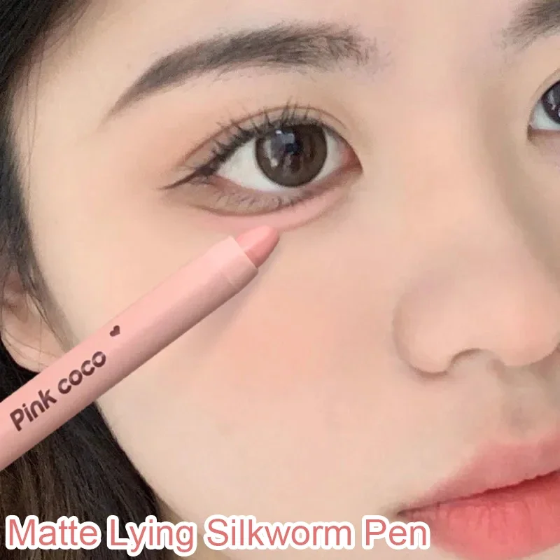 Matte Pink Lying Silkworm Pen Pearlescent Glitter Eyeshadow Eyeliner Waterproof Highlight Stick Brightening Eye Makeup Cosmetics