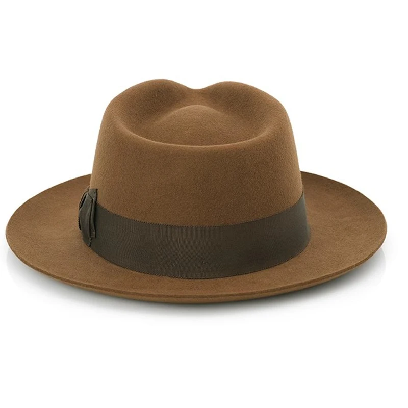 Big Head Men's Vintage Style 100% Wool Fedora Hat , Black Brown Grey Coffee Blue Color 6cm Brim Party Dress Classic Felt Hat