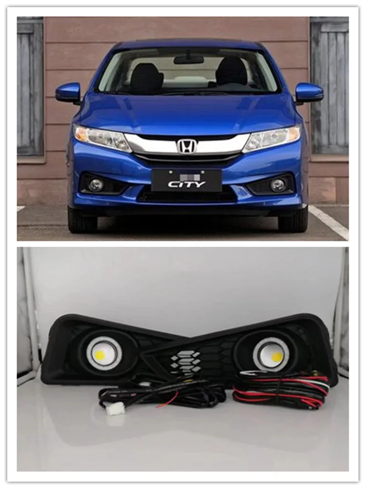 

LED Fog Lights Assembly For Honda City 2015 2016 2017 2018 Front Bumper Fog lamp Replacement Angel Eye Daylight Accessories Kit